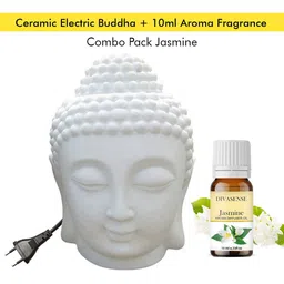 divasense Ceramic Electric Buddha Diffuser Night Lamp with, Jasmine Fragrance 10ml Aroma Oil, Refill, Diffuser Set-picture-11