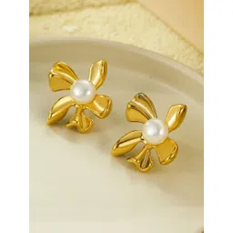 DIVASTRI 18kt Gold Floral Studs Anti Tarnish Earrings-picture-34