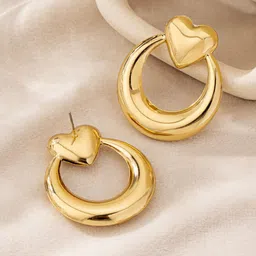 DIVASTRI Anti Tarnish Gold-Plated Heart Shaped Chandbalis-picture-12