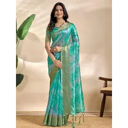 DIVASTRI Blue Printed Art Silk Sarees-picture-34
