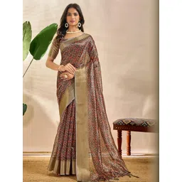 DIVASTRI Brown Printed Art Silk Sarees-picture-14