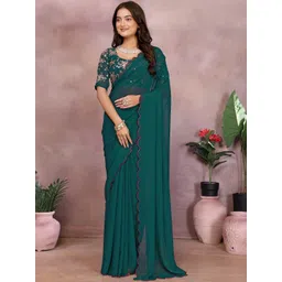 DIVASTRI Embroidered Poly Georgette Designer Saree-picture-34