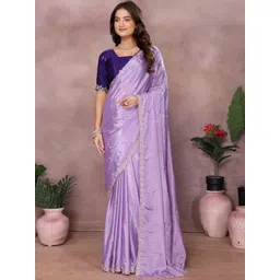 DIVASTRI Embroidered Saree With Contrast Blouse Piece-picture-12