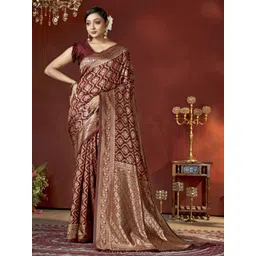 DIVASTRI Ethnic Motif Woven Design Zari Pure Silk Banarasi Saree-picture-35