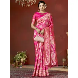 DIVASTRI Ethnic Motif Woven Design Zari Pure Silk Banarasi Saree-picture-34