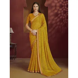 DIVASTRI Ethnic Motifs Printed Poly Chiffon Saree-picture-30