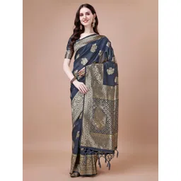 DIVASTRI Ethnic Motifs Woven Design Zari Banarasi Saree-picture-38