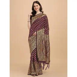DIVASTRI Ethnic Motifs Woven Design Zari Banarasi Saree-picture-36