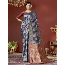 DIVASTRI Ethnic Motifs Woven Design Zari Detail Pure Silk Banarasi Saree-picture-25