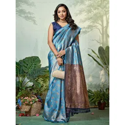 DIVASTRI Ethnic Motifs Woven Design Zari Detail Pure Silk Banarasi Saree-picture-26