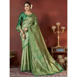 DIVASTRI Ethnic Motifs Woven Design Zari Detail Pure Silk Banarasi Saree-picture-29