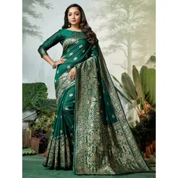 DIVASTRI Ethnic Motifs Woven Design Zari Detail Pure Silk Banarasi Saree-picture-28