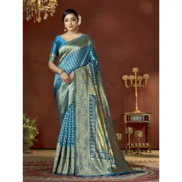 DIVASTRI Ethnic Motifs Woven Design Zari Pure Silk Banarasi Saree-picture-20