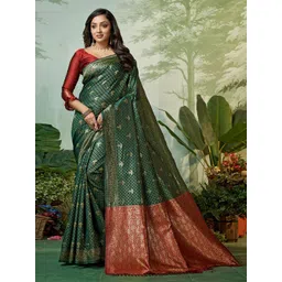 DIVASTRI Ethnic Motifs Woven Design Zari Pure Silk Banarasi Saree-picture-21