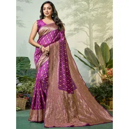 DIVASTRI Ethnic Motifs Woven Design Zari Pure Silk Banarasi Saree-picture-13
