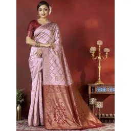 DIVASTRI Ethnic Motifs Woven Design Zari Pure Silk Banarasi Saree-picture-11