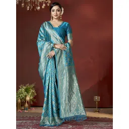 DIVASTRI Ethnic Motifs Woven Design Zari Pure Silk Banarasi Saree-picture-15