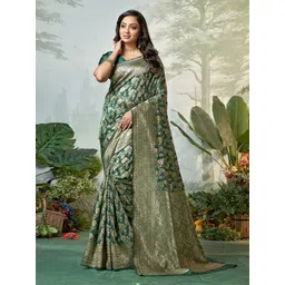 DIVASTRI Ethnic Motifs Woven Design Zari Pure Silk Banarasi Saree-picture-16