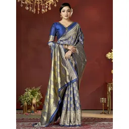 DIVASTRI Ethnic Motifs Woven Design Zari Pure Silk Banarasi Saree-picture-18