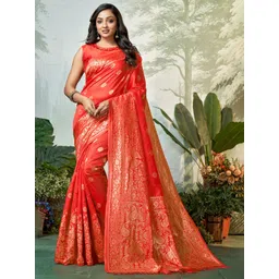 DIVASTRI Ethnic Motifs Woven Design Zari Pure Silk Banarasi Saree-picture-12