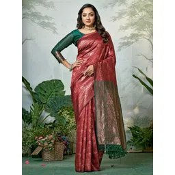 DIVASTRI Ethnic Motifs Woven Design Zari Pure Silk Banarasi Saree image 2