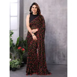 DIVASTRI Floral Embroidered Poly Georgette Ready to Wear Saree-picture-27