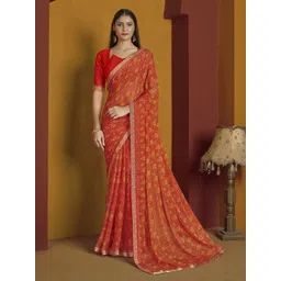 DIVASTRI Floral Poly Chiffon Saree-picture-22
