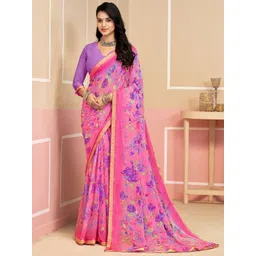 DIVASTRI Floral Poly Chiffon Saree-picture-14