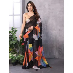 DIVASTRI Floral Poly Georgette Ready to Wear Saree-picture-29