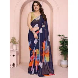 DIVASTRI Floral Poly Georgette Ready to Wear Saree-picture-19