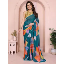 DIVASTRI Floral Poly Georgette Ready to Wear Saree-picture-20