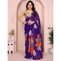 DIVASTRI Floral Poly Georgette Saree-picture-35