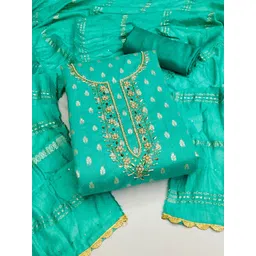 DIVASTRI Floral Woven Design Beads & Stones Jacquard Unstitched Dress Material-image-14