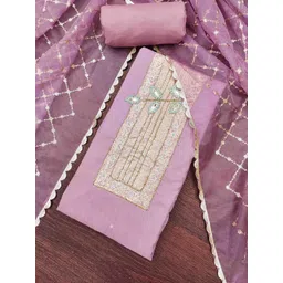 DIVASTRI Floral Woven Design Beads & Stones Unstitched Dress Material-picture-26