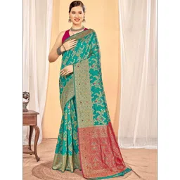 DIVASTRI Floral Zari Art Silk Heavy Work Kanjeevaram Saree-image-19
