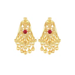 DIVASTRI Gold Plated American Diamond Studded Contemporary Drop Earrings-picture-25