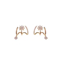 DIVASTRI Gold Plated American Diamond Studded Contemporary Korean Studs-picture-16