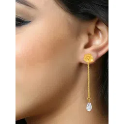 DIVASTRI Gold-Plated Artificial Beaded Contemporary Drop Earrings-picture-18