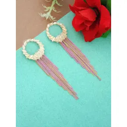 DIVASTRI Gold-Plated Artificial Beads Beaded Contemporary Drop Earrings-picture-14