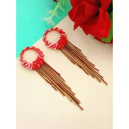 DIVASTRI Gold-Plated Artificial Beads Contemporary Shaped Drop Earrings-picture-37