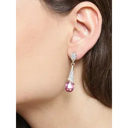 DIVASTRI Gold-Plated Artificial Stones Studded Contemporary Drop Earrings-picture-35