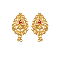 DIVASTRI Gold-Plated Artificial Stones Studded Contemporary Drop Earrings-picture-38