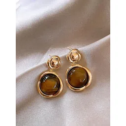 DIVASTRI Gold Plated Artificial Stones Studded Contemporary Korean Drop Earrings-picture-40