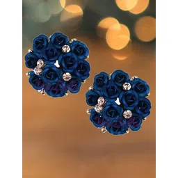DIVASTRI Gold-Plated Artificial Stones Studded Floral Studs Earrings-picture-33