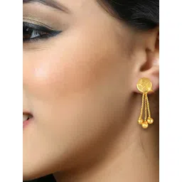 DIVASTRI Gold-Plated Circular Shaped Stud with Removable Chain Drop Earrings-picture-12