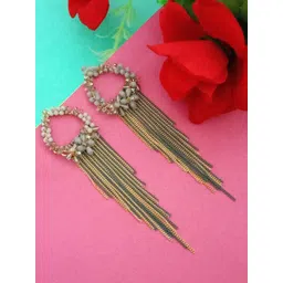 DIVASTRI Gold-Plated Contemporary Artificial Beads Tasselled Drop Earrings-picture-26