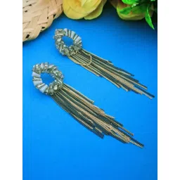 DIVASTRI Gold-Plated Contemporary Artificial Beads Tasselled Drop Earrings-picture-20