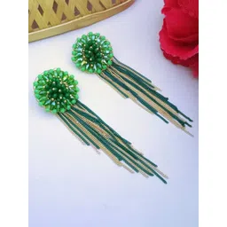 DIVASTRI Gold-Plated Contemporary Artificial Beads Tasselled Drop Earrings-picture-15