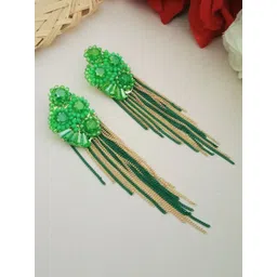 DIVASTRI Gold-Plated Contemporary Shaped Artificial Beads Drop Earrings-picture-41