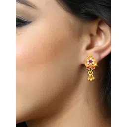 DIVASTRI Gold-Plated Cubic Zirconia Studded Floral Shape Studs-picture-37